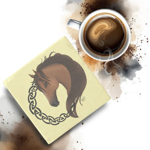 Dessous-de-verre En Pierre Cheval Brown celtique Jaune