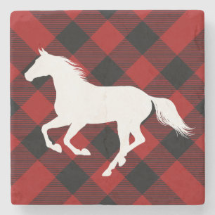 Dessous-de-verre En Pierre Cheval de Buffalo Plaid ou Auteur de Pony