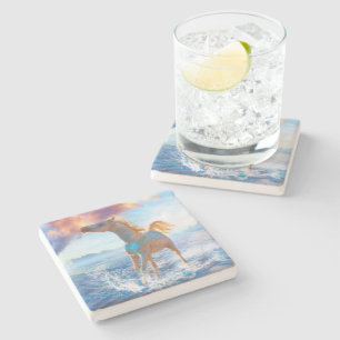 Dessous-de-verre En Pierre Chevaux arabes "CHEVAUX DE L'ÎLE STELLAR"