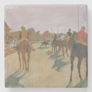Dessous-de-verre En Pierre Chevaux de course d'Edgar Degas   devant les