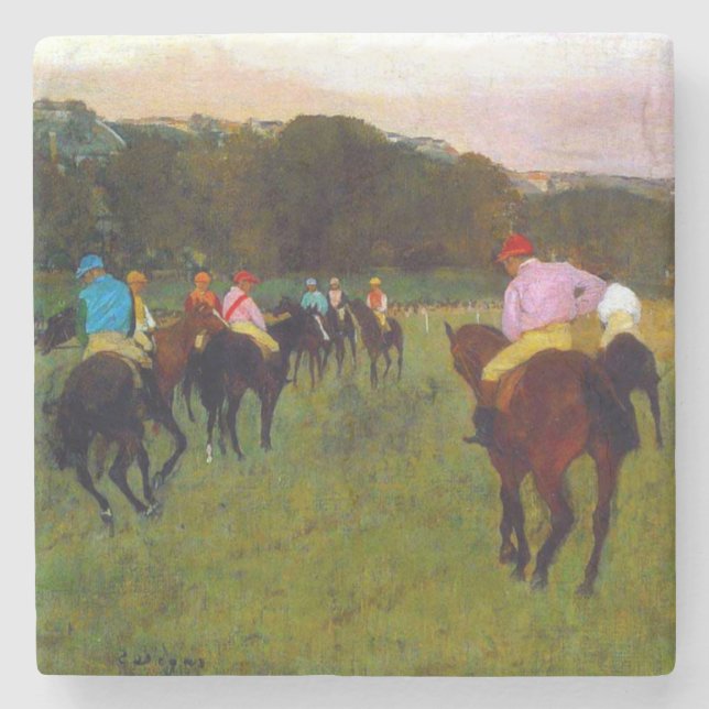Dessous-de-verre En Pierre Chevaux de course Edgar Degas à Longchamp (Devant)