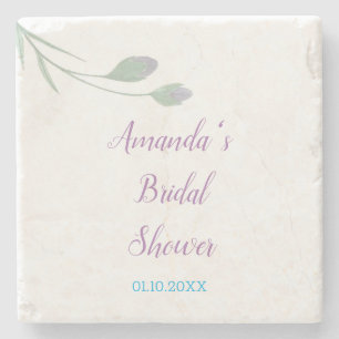 Dessous-de-verre En Pierre Chic Mariage Minimaliste Floral