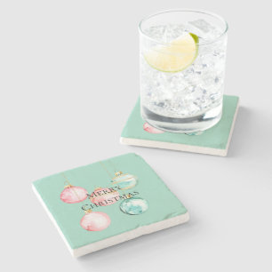 Dessous-de-verre En Pierre Chic Mint rose or ornements de Noël