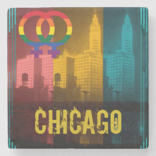 Dessous-de-verre En Pierre Chicago Lesbian Interest Colorée Pride Gay