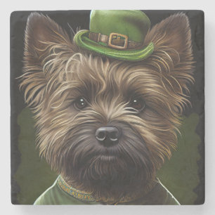 Dessous-de-verre En Pierre Chien de Cairn Terrier en Robe de la Saint Patrick