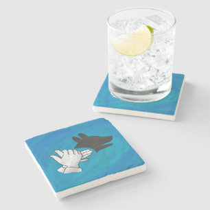 Dessous-de-verre En Pierre Chien Ombré sur bleu