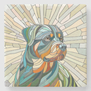 Dessous-de-verre En Pierre Chien Rottweiler - art de la mosaïque