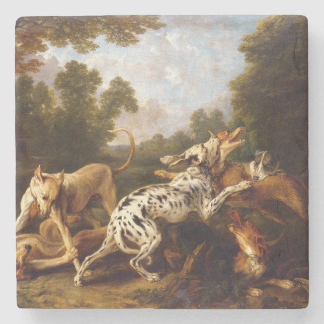 Dessous-de-verre En Pierre Chiens combattant (par Frans Snyders) (Devant)