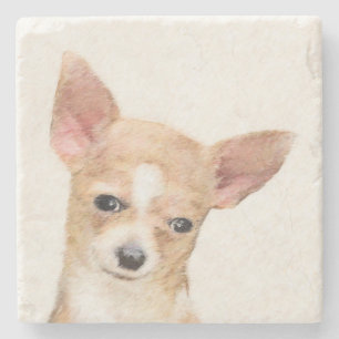 Dessous-de-verre En Pierre Chihuahua Peinture - Cute Original Chien Art