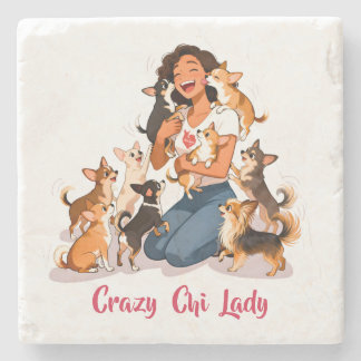 Dessous-de-verre En Pierre Chimigos - Crazy Chi Lady - Chihuahua