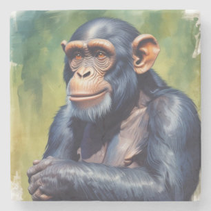 Dessous-de-verre En Pierre Chimpanzé fou mignon