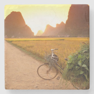Dessous-de-verre En Pierre Chine, Guangxi. Yangzhou, Bicyclette à la campagne