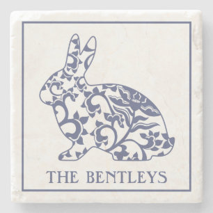 Dessous-de-verre En Pierre Chinoiserie Bunny Rabbit Dessous de verre en pierr