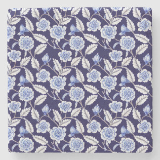 Dessous-de-verre En Pierre Chinoiserie Delft Blue Floral Porcelaine Motif