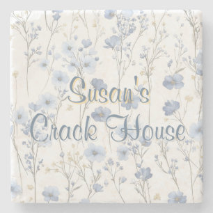 Dessous-de-verre En Pierre Chinoiserie Toile Bleue Paon Mahjong Personnalisé