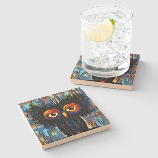 Dessous-de-verre En Pierre Chouette brillante et sage (Côté)