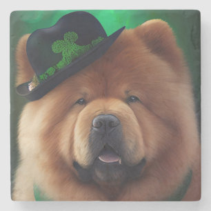 Dessous-de-verre En Pierre Chow Chow Dog en tenue de la Saint Patrick