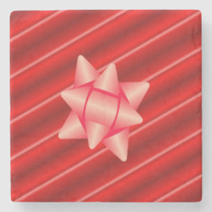 Dessous-de-verre En Pierre Christmas Red Wrapping with Bow