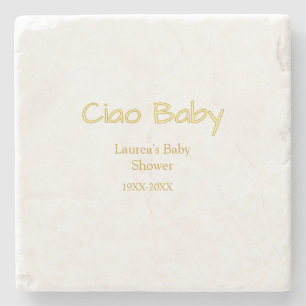 Dessous-de-verre En Pierre ciao bébé jaune or pastel nom date de la baby show