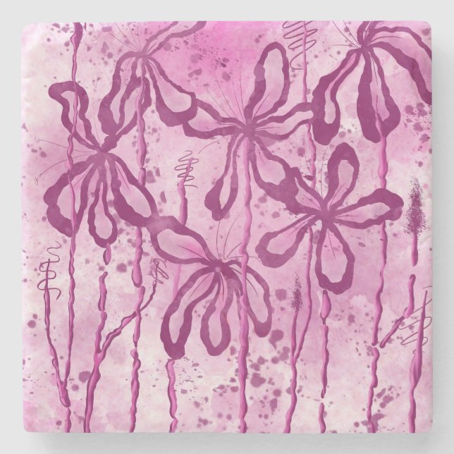 Dessous-de-verre En Pierre Ciel Rosey Lilies Enceintes (Devant)