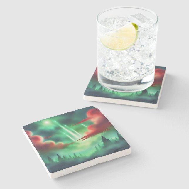 Dessous-de-verre En Pierre ciel vert (Côté)