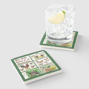 Dessous-de-verre En Pierre Cinq oiseaux de Noël