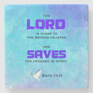 Dessous-de-verre En Pierre Citation Biblique Inspirationnelle Pslam 34:18