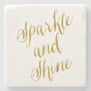 Dessous-de-verre En Pierre Citation brillante Faux Gold Foil