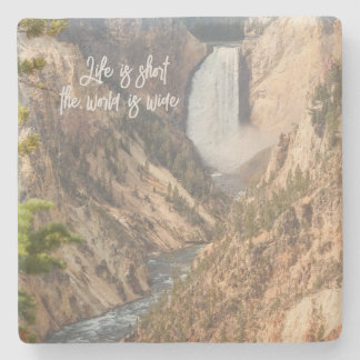 Dessous-de-verre En Pierre Citation de voyage Décor avec cascade Photo
