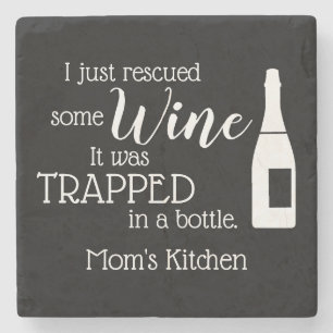 Dessous-de-verre En Pierre Citation personnalisée de maman amateur de vin drô