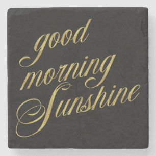 Dessous-de-verre En Pierre Citation Soleil du bon matin Faux Gold Foil