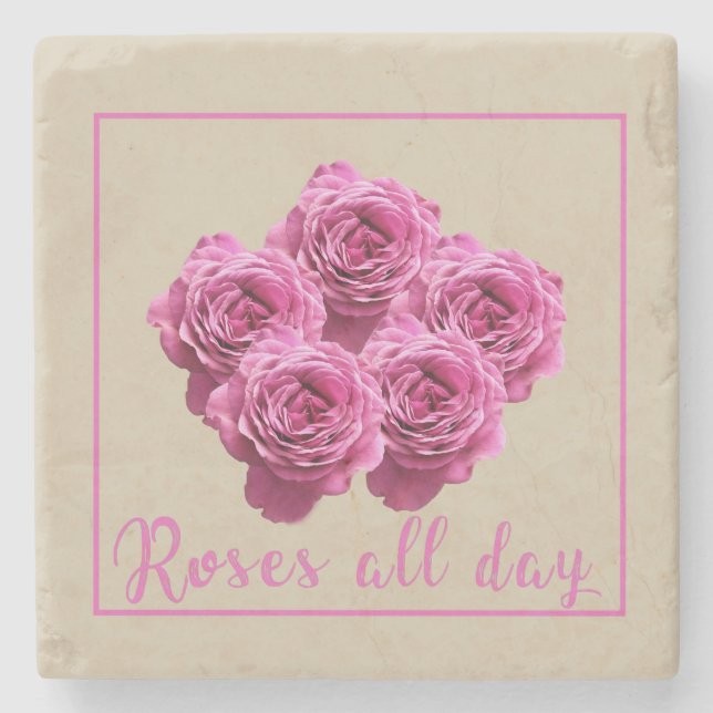 Dessous-de-verre En Pierre Citations amusantes sur les roses (Devant)
