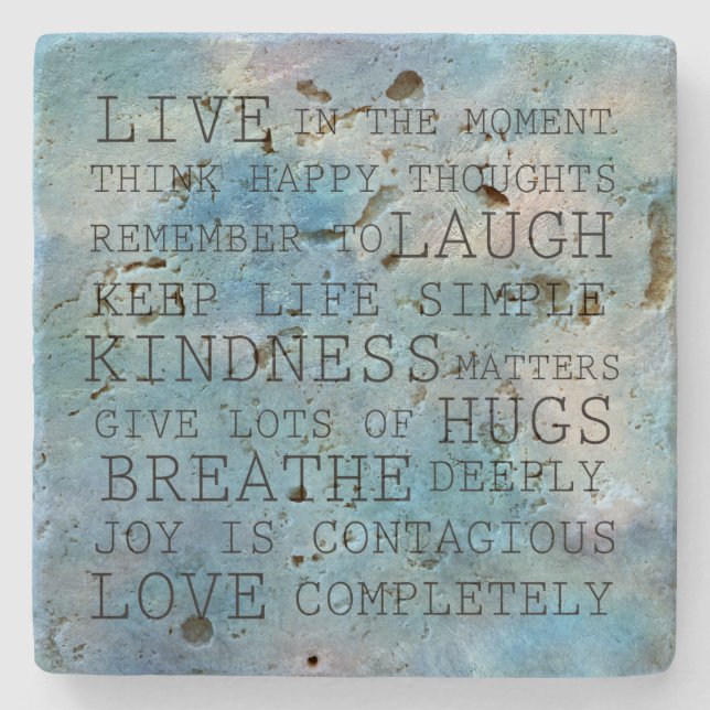 Dessous-de-verre En Pierre Citations Aqua Blue Inspiration     (Devant)