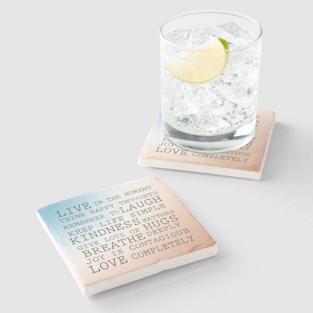 Dessous-de-verre En Pierre Citations Inspiration Blue Brown Ombre (Côté)