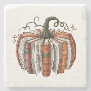 Dessous-de-verre En Pierre Citrouille d'automne livre d'amour livre d'Hallowe