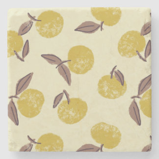 Dessous-de-verre En Pierre Citrus Grove-Rustic Fruit & Leaf In Earthy Tones