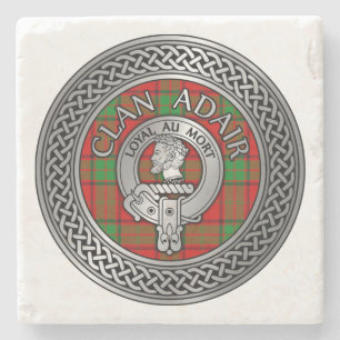 Dessous-de-verre En Pierre Clan Adair Crest & Tartan Knot