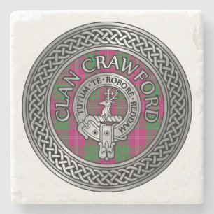 Dessous-de-verre En Pierre Clan Crawford Crest & Tartan Knot