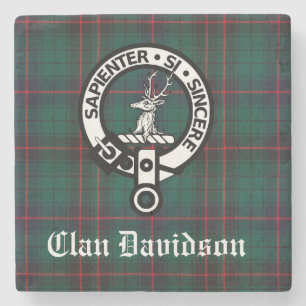 Dessous-de-verre En Pierre Clan Davidson Crest Badge et Tartan