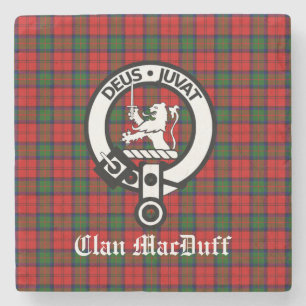 Dessous-de-verre En Pierre Clan écossais MacDuff Tartan et Crest Badge