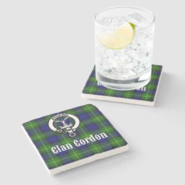 Dessous-de-verre En Pierre Clan Gordon Tartan Crest (Côté)