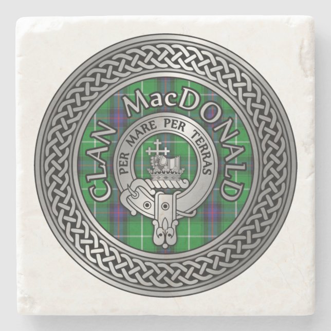 Dessous-de-verre En Pierre Clan MacDonald Crest & Tartan Knot (Devant)