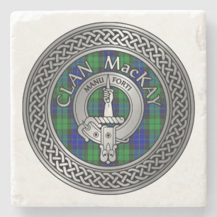 Dessous-de-verre En Pierre Clan MacKay Crest & Tartan Knot Dessous de verre e