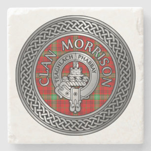 Dessous-de-verre En Pierre Clan Morrison Crest & Tartan Knot Dessous de verre