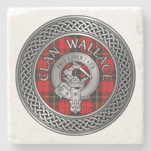 Dessous-de-verre En Pierre Clan Wallace Crest et Tartan Knot