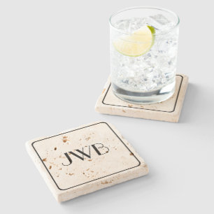 Dessous-de-verre En Pierre Classique Monogramme Masculine robuste Travertine