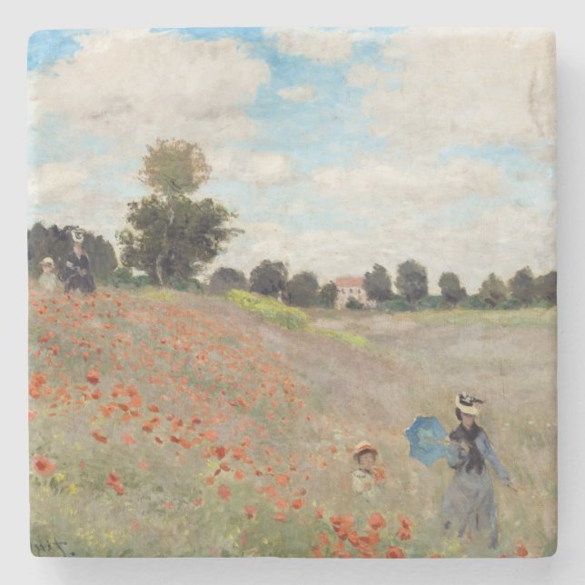 Dessous-de-verre En Pierre Claude Monet - Champ de pavot (Devant)