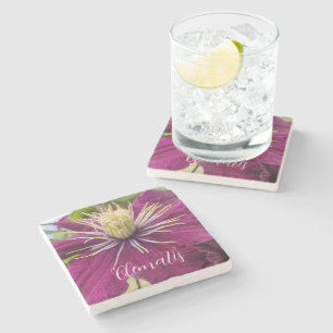 Dessous-de-verre En Pierre Clématite pourpre en fleurs Floral
