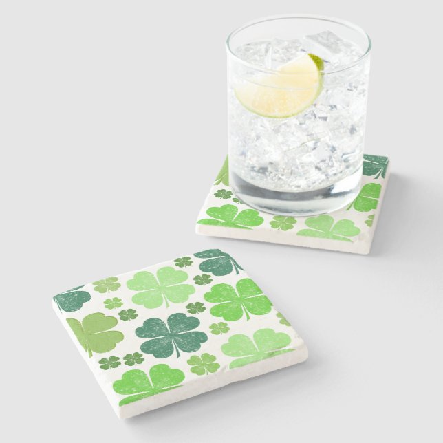 Dessous-de-verre En Pierre Clovers verts, Lucky Clovers, Saint Patrick's Day (Côté)