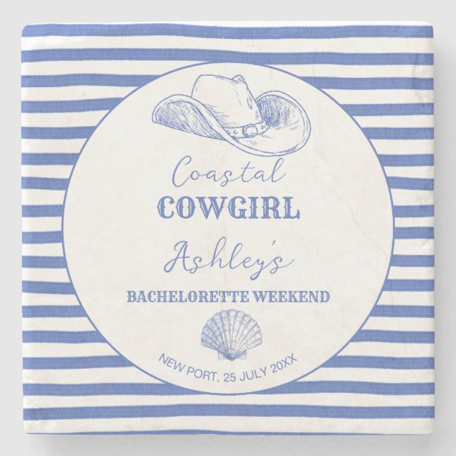 Dessous-de-verre En Pierre Coastal Cowgirl Bachelorette parti pour imprimé (Devant)